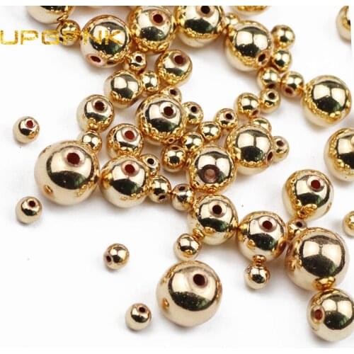 UPGFNK Natural Stone 14 Gold plating Hematite Round Loose Beads for Jewelry Making Diy bracelets Necklace 2/3/4/6/8/10mm 15