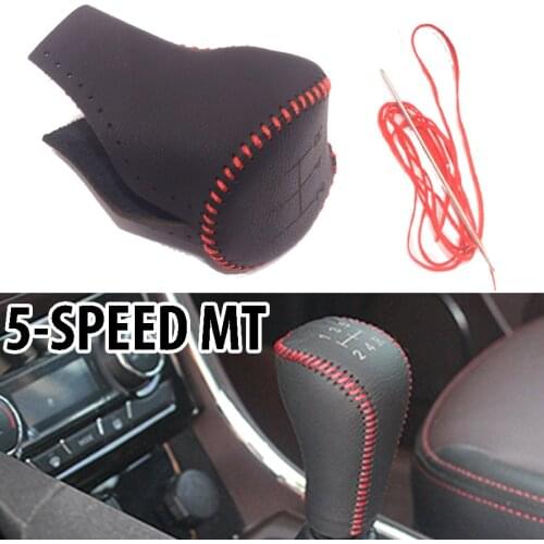 Wooeight 1Pc Manual Car Leather 5-Speed Gear Shift Knob Cover for Peugeot 106 206 306-308 406 605 Citroen Saxo C2 C4 Picasso