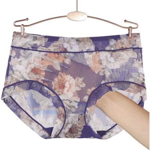 Ladies Floral Print Mesh Panties Sexy Underwear 3PCS/LOT Seamless Lace Briefs Lingerie Underwear Women Panties