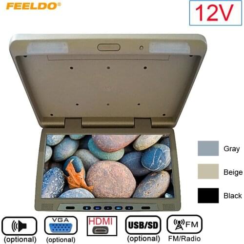 FEELDO 20.1" Roof Mounted LCD Bus Monitor Car Bus Flip Down TFT LCD Monitor with IR Transmitter/VGA/HDMI/MP5/FM/Speaker