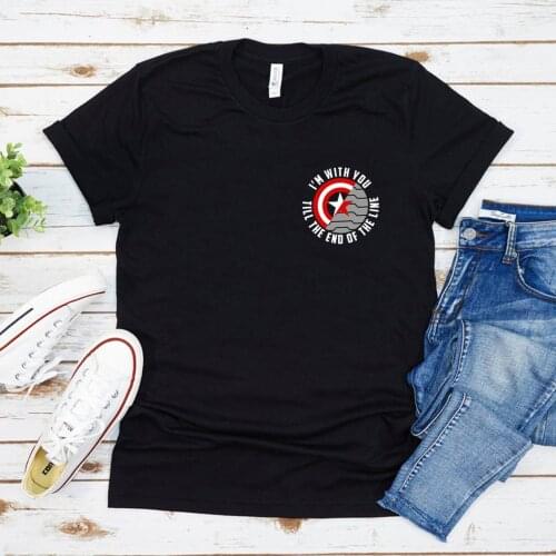 Winter Soldier Barnes Shirt with Saying I'm with You Till The End of The Line T-shirt Women Graphic Harajuku Tops