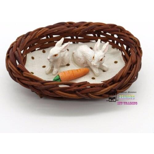 1:12Dollhouse Miniature Dolls accessory Lovey white Rabbit Nest Garden decoration Child gift Free shipping