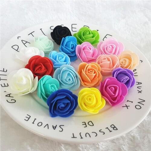100PCS 19colors 3.5CM PE Foam mini Artificial Rose For DIY Home Wedding Decoration Flower Heads Multi Color