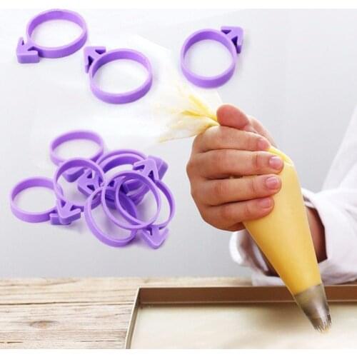 2018 High quality 12 PCS Cream Pastry Bag Sealing Rubber Ring Tying Strap Silicone Band for bakeware