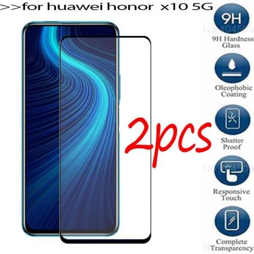 2pcs tempered glass on the for huawei honor x10 protective glas screen protector honorx10 honer x 10 x10 huaweii hawei 6.63" 5G