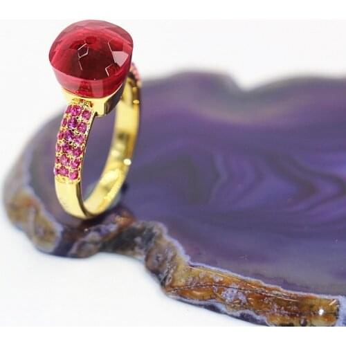 2021 Fashion Candy Style Ring Of 4 Colours Choose Crystal With Red Zircon Gold Plated Rings For Friends Best Festival Gift