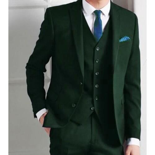2021 Tailor Made Fashion Handsome Green Male Suits Slim Fit Groomsmen Tuxedo For Wedding Party Men Clothing (Jacket+Pants+Vest)