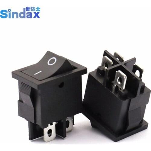 21x15mm KCD1-104 Rocker Switch 6A 250V/10A 250V Boat Rocker Switch Black 4 Pin 2 Terminal Contact Points Black 1PCS