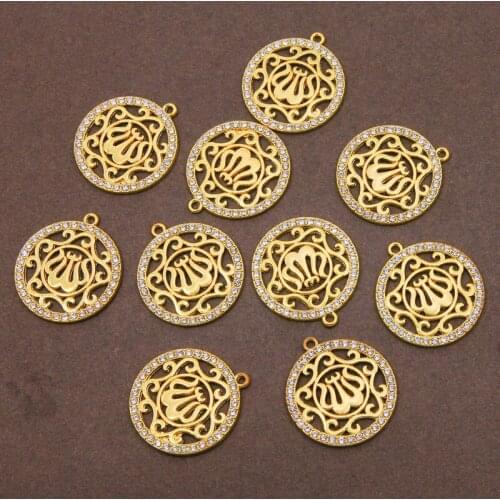 3Pcs/Lots Gold Colors Allah Muslim Pendant Necklaces Religious Muslim Jewelry Necklace Men/Women Dropshipping wholesale