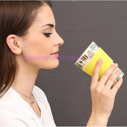 5Pcs Brand Heat Resistance Bamboo Fiber Mug Coffee Mugs With Silicone Lid Tea Milk Bear Cup Drinkware Water Bottle 400ML