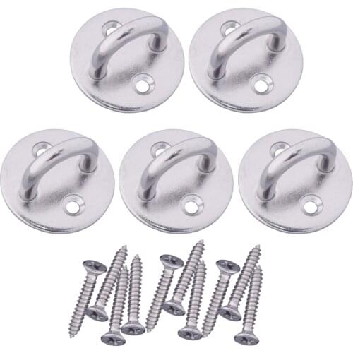 5Pcs 304 Stainless Steel M6 Round Pad Eye Plate Staple U-shaped Hook Boat Rigging with Screws