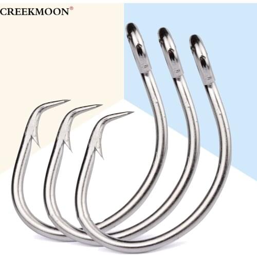 5pcs/lot Sea Big Fishing Hooks Stainless Steel Sharpen Barbed Octopus Ocean Hook Boat Circle Bait Fishhook with Hole Pesc Tackle