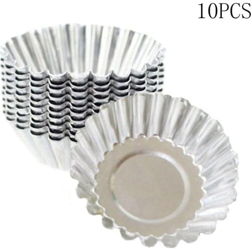 10PCS Egg Tart Aluminum Cupcake Cake Cookie Lined Mold Mould Tin Baking Tool Hot For Kitchen DIY Cake Baking Tools