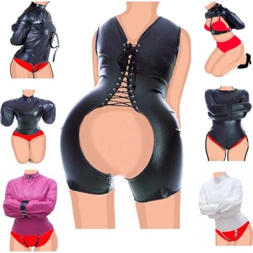 BDSM Mummy Restraint Bags Lingerie,Leather Armbinder Bondage Straitjacket,Sex Toys For Couples,Role-playing Costumes