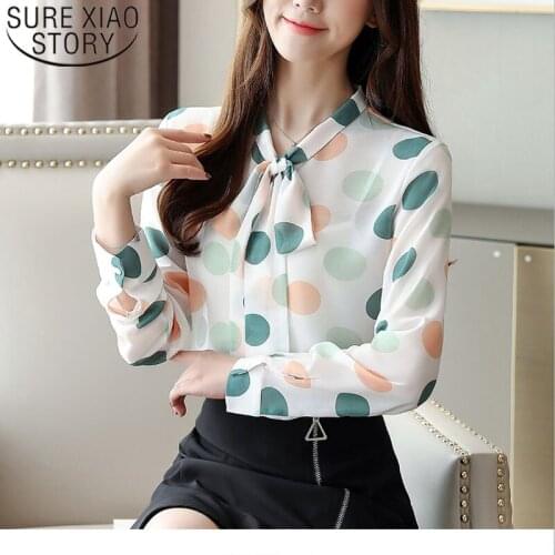 2020 New Fashion Long Sleeve Polka Dot Women Blouse Et Chemisier Femme Casual Loose Chiffon Cardigan Women Shirt Tops 7187 50