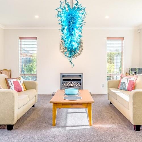 Big Blue Color Size Customized Blown Glass Chandelier Home Art Decoration