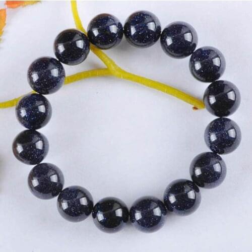 12MM Blue Goldstone Round Beads Bracelet Stretch 8 Inch Jewelry For Woman Gift G581