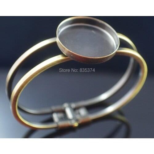Bronze tone 25mm Round Bangle Bracelet Blank Base Tray Bezel Cabochon Setting