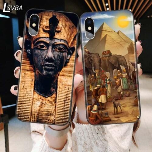 Egypt Nefertiti Anubis Ankh For iPhone 12 Pro Max Mini 11 Pro XS Max X XR 6S 6 7 8 Plus 5S Soft Black Phone Case
