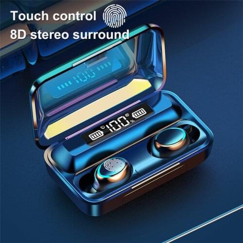 F9-5C Wireless Bluetooth 5.0 Headphones With Microphone Mic Sports Waterproof Headset Charging Box for iphone Samsung Earphones