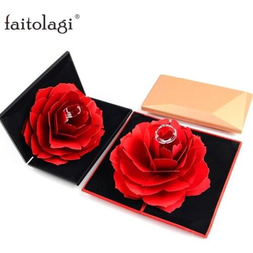 Geometric Elegant Rings Jewelry Box Rose Flower Gift Boxes For Wedding Jewlery Organizer Display Storage Holder Women Gifts