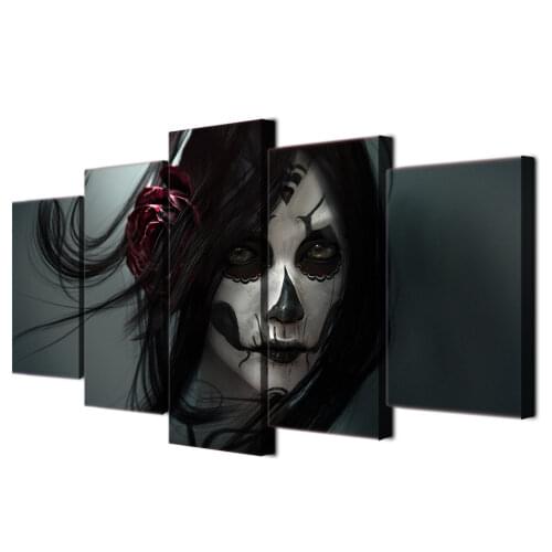 HD Print 5 piece canvas art Day of the Dead Face Painting wall art work for living room home decor Free shipping/ny-199