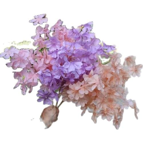 10Pcs Fake Encrypted Sakura (4 Stems/Bunch) 22" Length Simulation Autumn Cerasus for Wedding Home Decorative Artificial Flowers