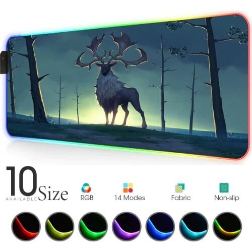 Forest deer RGB Mouse Pad Black Gamer Accessories Large LED MousePad XXL Gaming Desk Mats with Backlit computer mat for bears pc
