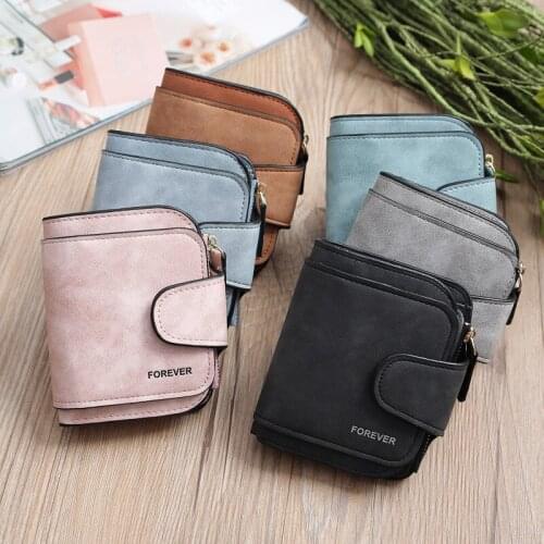Womens Leather Small Wallets Matte Casual Coin Purse Large Capacity Zipper Hasp Clutch Bag Men Money Clip Business Card Holder