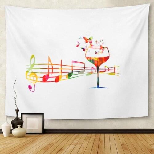 Creative Music Colorful Wine Glass Staff and Notes Event Tapestry Wall Hanging for Living Room Bedroom Dorm 50x60 inches