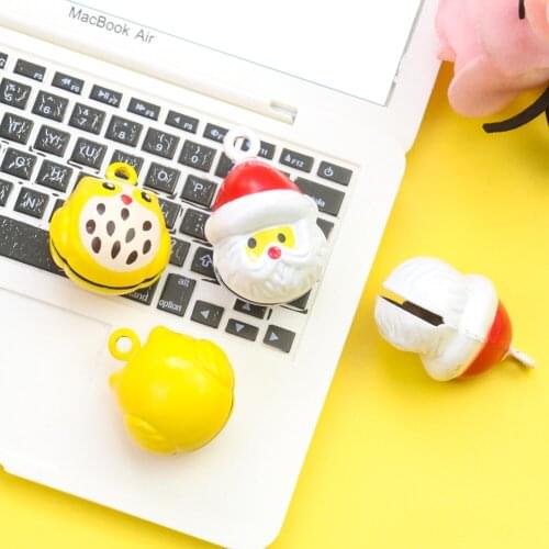 Cute Cartoon Santa Claus Head Tinkle Bell Copper Owl Small Jingle Bell Necklace Bracelet Anklet Keychain DIY Charms Jewelry Find
