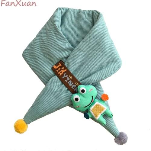 Cute Frog Scarf for Baby Girl Boy Childrens Scarf Winter Thicken Quilted Neckerchief Solid Knitted Snood Cartoon Neck Warmer