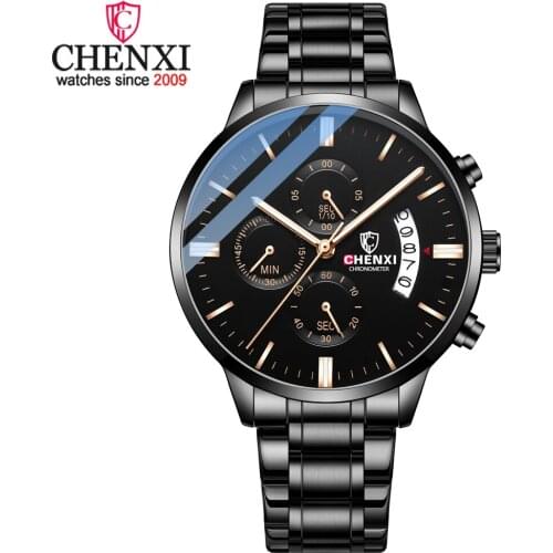 CHENXI Brand Quartz Movement High Quality Men Watches Business Stainless Steel Band 30M Waterproof Date Wristwatches Relogio