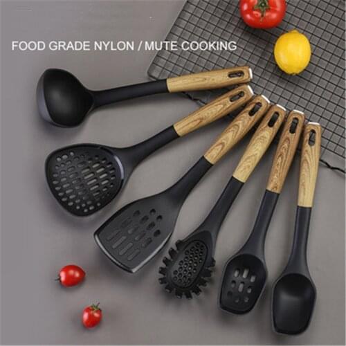 6/7Pcs Nylon Kitchen Utensil Set Heat-Resistant Non-stick Cooking with Rotating Storage Stand Kitchen Gadgets