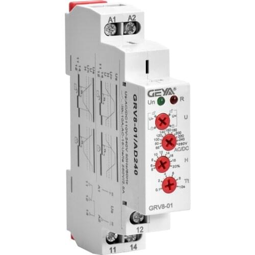 Single Phase Voltage Relay Selection Over or Under Voltage Protection Monitoring Relay 10A 12V 48V 110V 240V GEYA GRV8