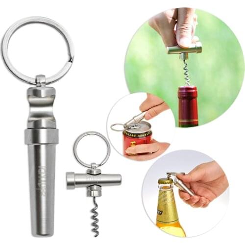 IdYllife Stainless Zinc alloy Wine Opener Multi 3in1 Bottle Can Opener set Kitchen Tool Dinnerware Wood Corkscrew Keychain Mini