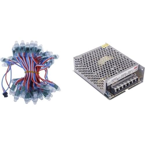 AC 100V-240V To DC 5V 10A 50W Voltage Switch Power Supply With 50Pcs DC5V WS2811 Full Color LED Pixel Light Module