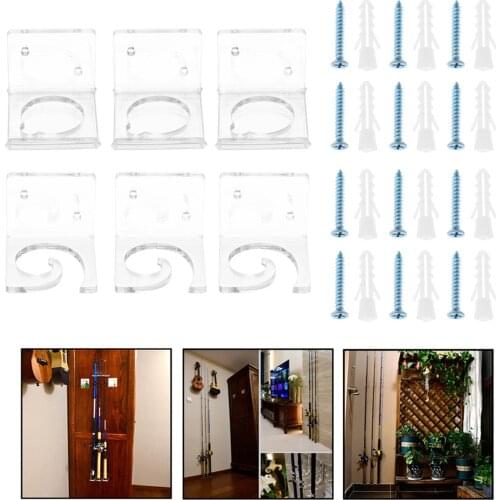 Transparent Fishing Rod Holder Multifunctional Vertical Fishing Rod Stand for Home Garage Cabin Hooks on the Door Bathroom Wall