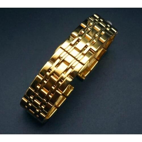 12-24mm Watch Band Strap Stainless Steel 7 Beads Butterfly Clasp Watchband Watch Bracelet for Men Mechanical Watches Quartz