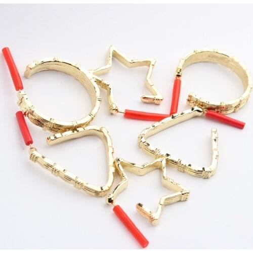 Zinc Alloy Stud Earrings Gold Geometry Round Triangle Star Earring Base 6pcs/lot For Women Bulk Items Wholesale Lots Nickel kit