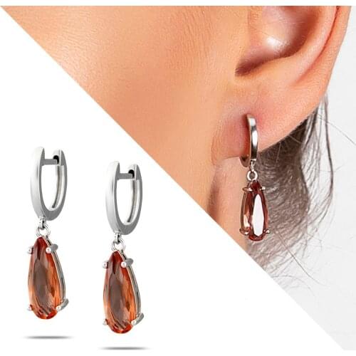 Tesbihane Zultanit Cubic Zirconia Drop Design 925 Sterling Silver Earrings