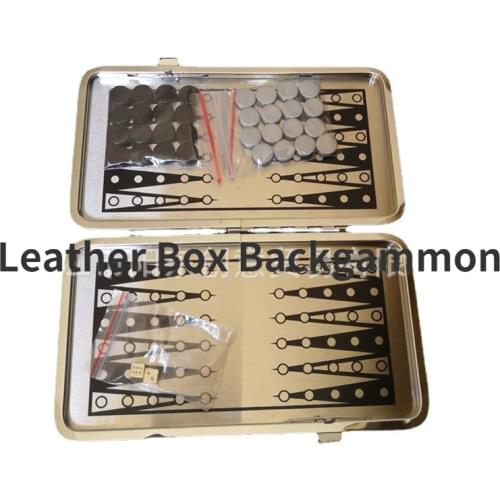 2021 Foreign Trade Hot Sale High-end Black Leather Box Aluminum Chess Backgammon Box Set