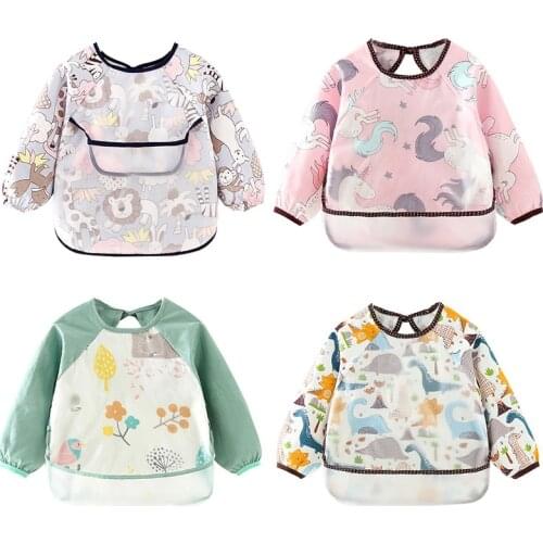 Waterproof Long Sleeve Baby Boy Bibs Girl Bibs Kids Toddler Baberos Bavoir Feeding Bib with Pocket Children Feeding Apron Smock