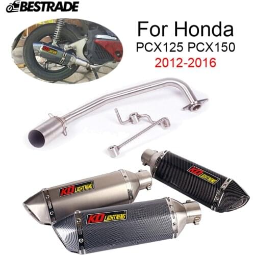 Motorcycle Exhaust System For Honda PCX150 PCX125 2012-2016 Front Middle Link Pipe Slip On 51mm Muffler Stainless Steel