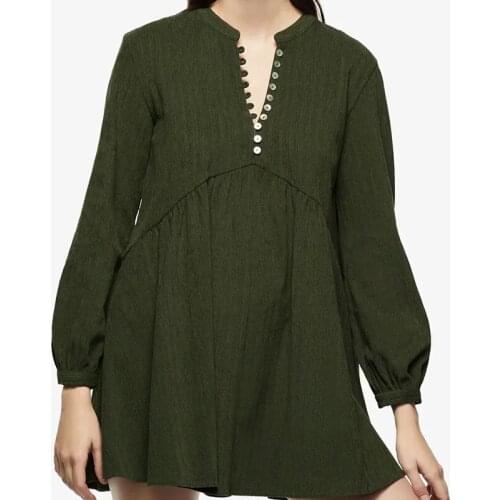 High quality new ladies corduroy dress army green mini dress ladies temperament straight dress