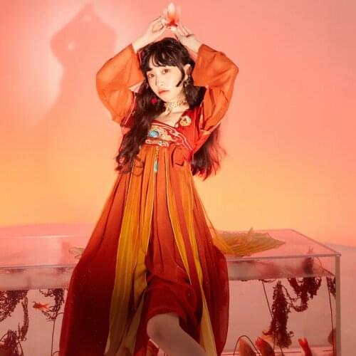 Red Hanfu Dress For Women Adult Elegant Han Tang Song Dynasty Ancient Clothes Female Cosplay Stage Performance Clothing DQL5746