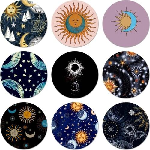 58mm sun and moon Art Icons Pins Badge Decoration Brooches Metal Badges For Clothes Backpack Decoration