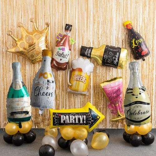 1set New Champagne Bottle Balloons Aluminium Foil For Lets Party Festival Navidad New Year Decor Summer Birthday Party Supplie