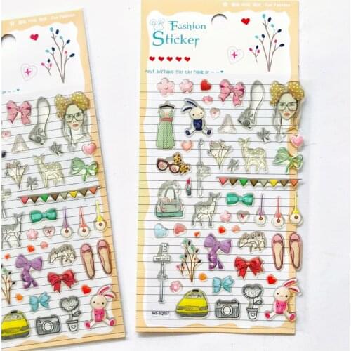 1 Sheet Girl Daily Dress up Cosmetic Crystal Stickers DIY Hand Account Decor Journey Sticker