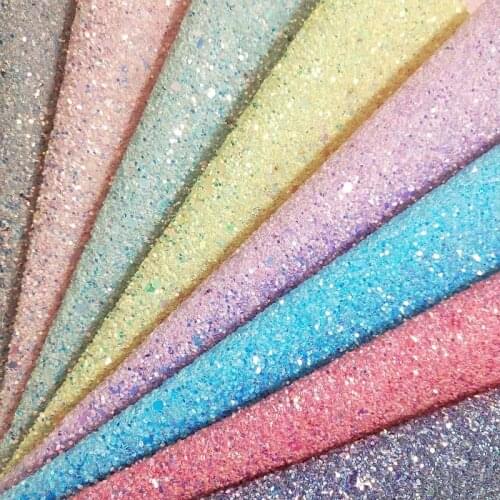 1PCS 21X29CM Synthetic Leather, Pastel Chunky Glitter Leather Fabric For DIY Accessories 8S24A